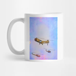 Huey and flying banana in flight during Vietnam war Mug